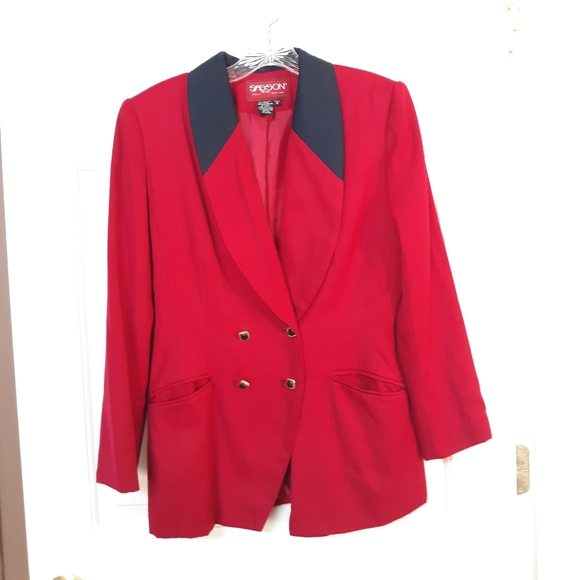 SASSON Jackets & Blazers - Cherry Red & Navy Suit Size 8